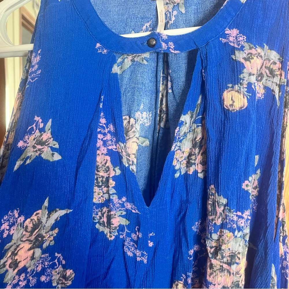 Free People Floral Blue Mini Dress - Picture 4 of 6